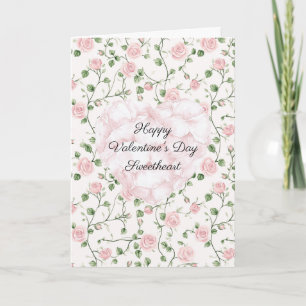 Carte Rose romantique rose coeur rose jour de la Saint-V
