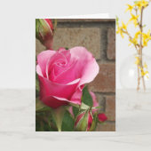 Carte Rose rose avec briques (Fleur jaune)