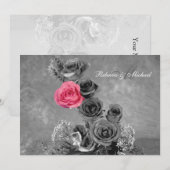 Carte Rose rose avec monogramme (Devant / Derrière)