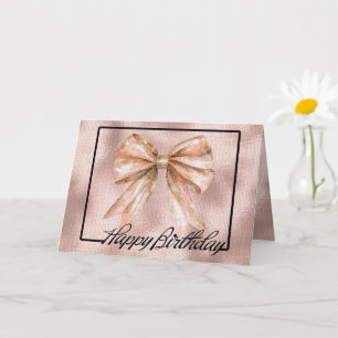 Carte Rose rose Blush Gold Bow Anniversaire