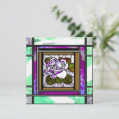 Carte Rose Rose Déco Verre Vert (Debout devant)