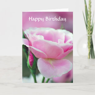 Carte Rose rose douce et bourgeons roses heureux anniver