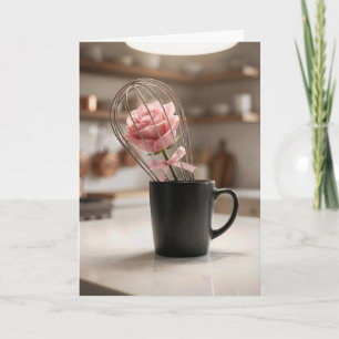 Carte Rose rose en fil de fer