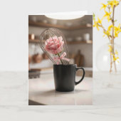 Carte Rose rose en fil de fer (Fleur jaune)