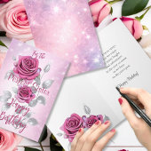 Carte Rose rose et argent Parfait Soeur Anniversaire