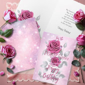 Carte Rose rose et argent Parfait Soeur Anniversaire