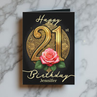 Rose rose et Filigree or Numéro 21e anniversaire