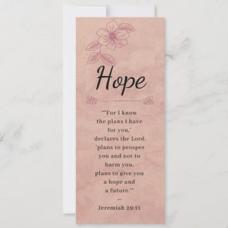 Carte Rose Rose Floral Élégante Bible -Espoir- Signet