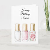 Carte Rose Rose Floral ongle polonais Anniversaire (Devant)