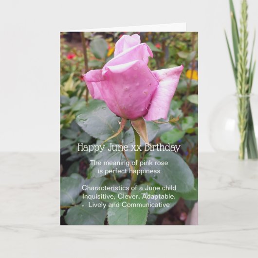Carte Rose rose Juin Anniversaire (Devant)