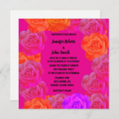 Carte Rose rose orange violet Floral QR Code Mariage (Devant / Derrière)