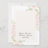 Carte Rose rose pâle rose florale d'aquarelle de mariage (Dos)
