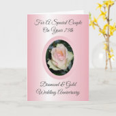 Carte Rose rose personnalisée 75e anniversaire de Mariag (Fleur jaune)