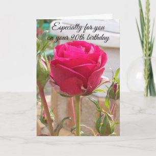 Carte Rose rose personnalisée 90e anniversaire