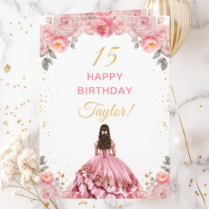 Carte Rose Rose princesse Floral Joyeux anniversaire