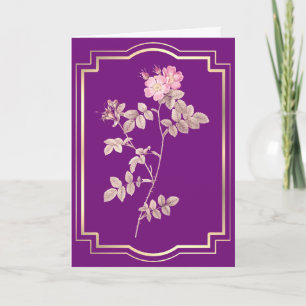 Carte Rose rose sur Anniversaire violet