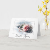 Carte Rose rose sur piano pour 75ème anniversaire (Fleur jaune)