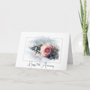 Carte Rose rose sur piano pour 75ème anniversaire