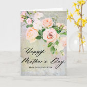 Carte Rose rose vintage Bonne fête des mères (Fleur jaune)