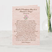 Carte Rose Roses, William Shakespeare Love Poem Card (Devant)