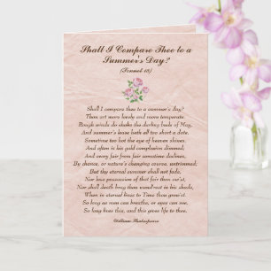 Carte Rose Roses, William Shakespeare Love Poem Card