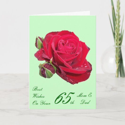 Carte Rose rouge - 65e anniversaire Mariage personnalisé (Devant)