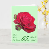 Carte Rose rouge - 65e anniversaire Mariage personnalisé (Fleur jaune)