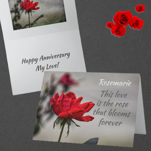 Carte Rose rouge amour fleurit Anniversaire romantique