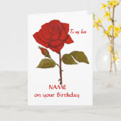 Carte Rose rouge anniversaire. Personnalisez-le. (Fleur jaune)