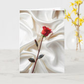 Carte Rose rouge Anniversaire Sur Satin (Fleur jaune)