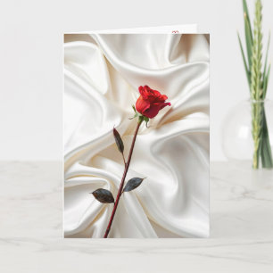 Carte Rose rouge Anniversaire Sur Satin