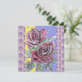 Carte Rose rouge Aquarelle Fleur Floral Anniversaire (Debout devant)