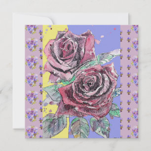 Carte Rose rouge Aquarelle Fleur Floral Anniversaire