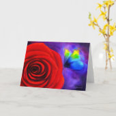 Carte Rose rouge avec peinture papillon - Multi (Fleur jaune)