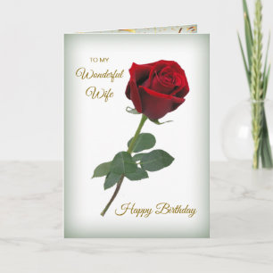 Carte Rose rouge, confettis dorés Anniversaire de femme