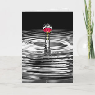 Carte Rose rouge de sympathie dans une goutte d'eau écla