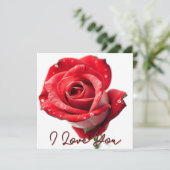 Carte Rose rouge élégante avec écrit "Je t'aime" (Debout devant)