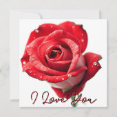 Carte Rose rouge élégante avec écrit "Je t'aime" (Devant)