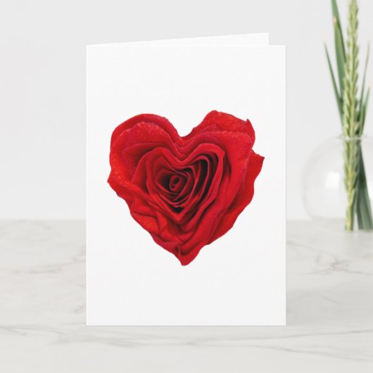 Carte Rose rouge en forme de cœur (Devant)