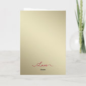 Carte Rose rouge et or Cœur Je t'aime (Dos)