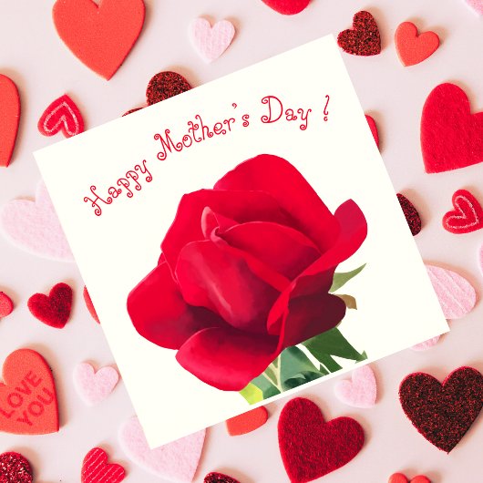Carte Rose rouge - fête des mères