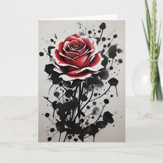 Carte Rose rouge - Fleurs aquarelle (Devant)