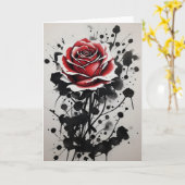 Carte Rose rouge - Fleurs aquarelle (Fleur jaune)