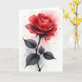 Carte Rose rouge - Fleurs aquarelle (Fleur jaune)