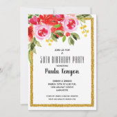 Carte Rose Rouge Floral 50e anniversaire Parties scintil (Devant)