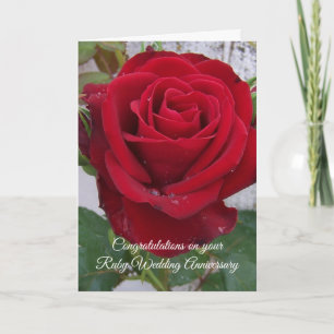Carte Rose rouge Personnalisée 40e anniversaire de Maria