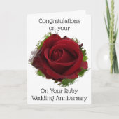 Carte Rose rouge Personnalisée 40e anniversaire de Maria (Devant)