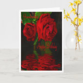 Carte Rose rouge reflété - grand-mère de joyeux (Fleur jaune)