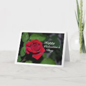 Carte Rose rouge simple et feuilles vertes (Devant)