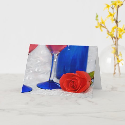 Carte rose rouge sur dentelle avec (Fleur jaune)